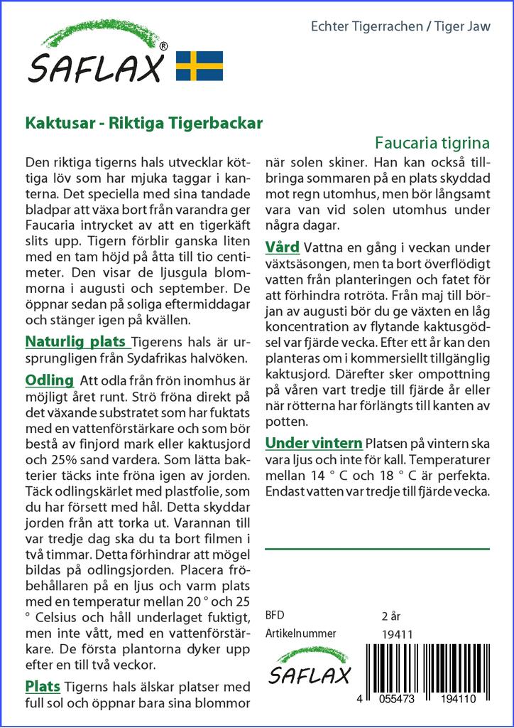 SAFLAX Tiger Jaw - 40 семян - Faucaria tigrina