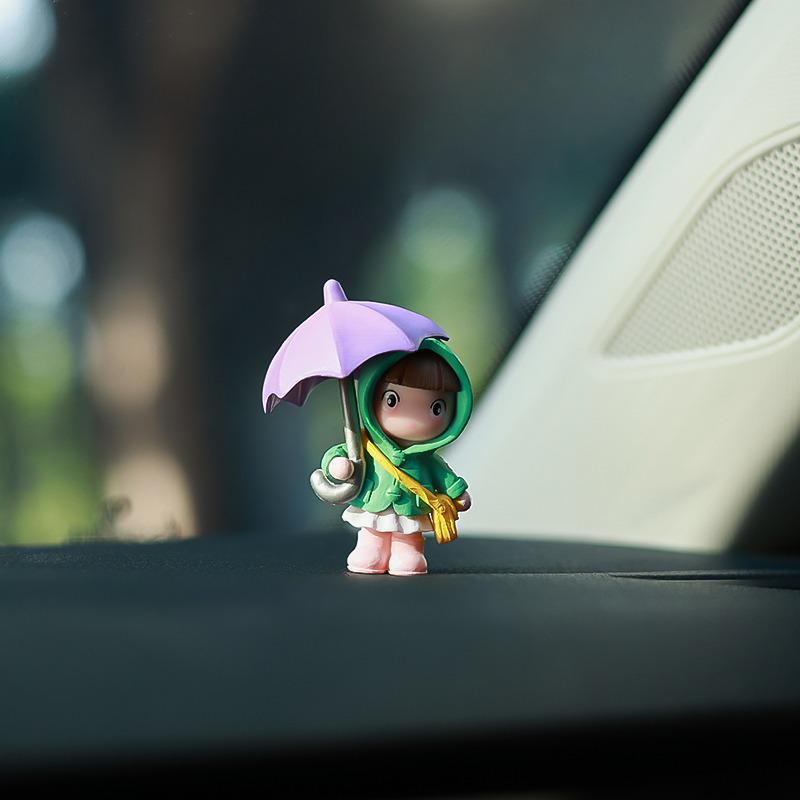 Очаровательный мультяшный зонтик для автомобиля с девушкой - декор интерьера для консоли и окон