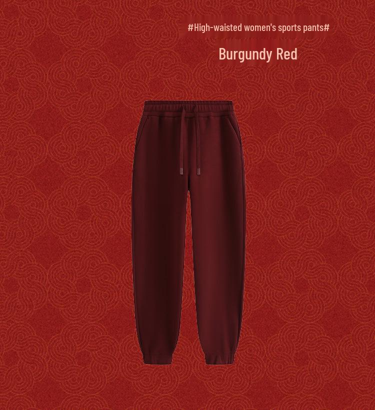 Женские ветрозащитные спортивные штаны с высокой посадкой: Уютные и теплые осенне-зимние повседневные брюки свободного кроя.