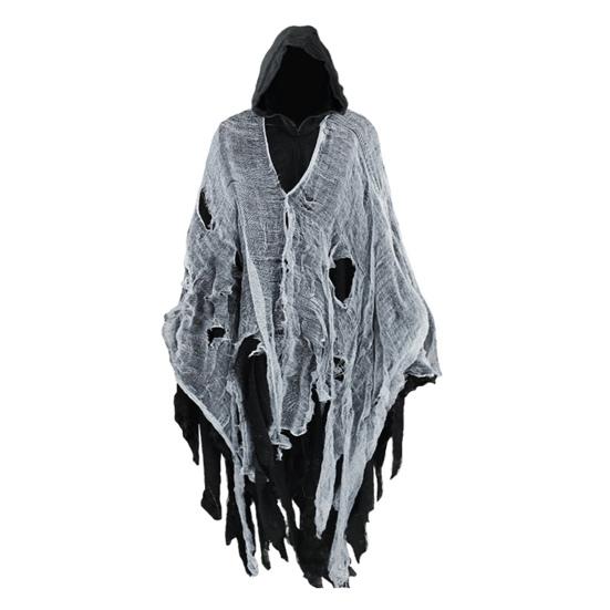 Хэллоуин Плащ с капюшоном Косплей Костюм Длинная накидка волшебника с нерегулярной сеткой Дом с привидениями NPC