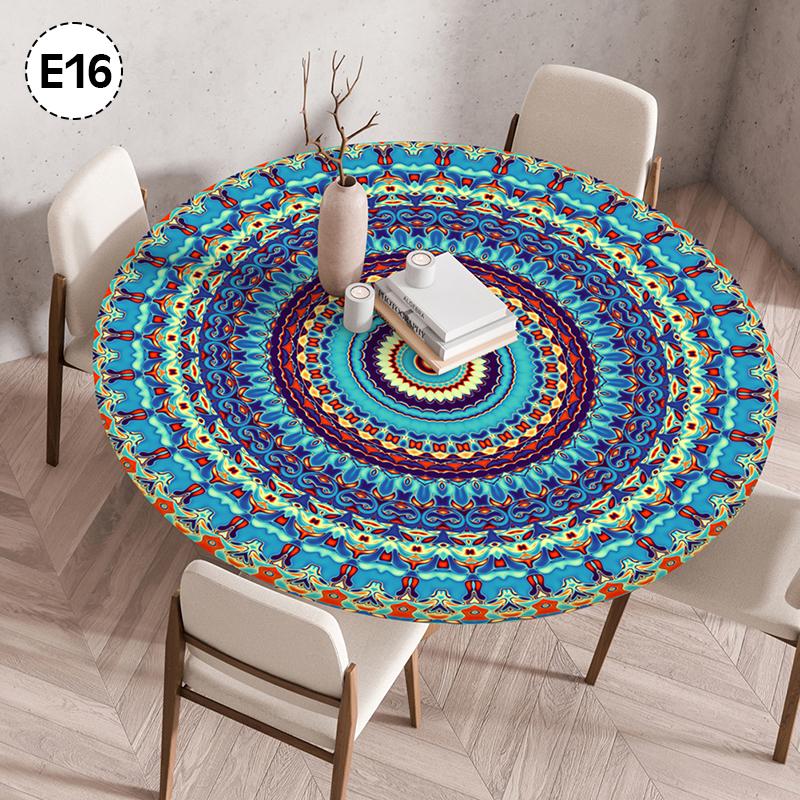 Круглая скатерть с принтом мандалы, не стирающаяся, водонепроницаемая, маслостойкая, пылезащитная, эластичная, в стиле бохо, для домашнего декора