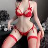 Красное сексуальное нижнее белье с вырезами, женское кружевное полое боди, эротические костюмы, наряд для стриптиза Тедди, глубокий V-образный вырез, экзотический комплект нижнего белья для порно
