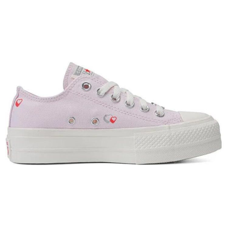 Converse Chuck Taylor All Star Lift Platform Low Y2K Heart Женские кроссовки Фиолетовый Lilac-Daze Egret A09115C