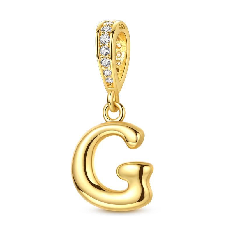 925 Silver Golden Series Charms Bead with CZ Zircon Whale Butterfly Sun Pendant for DIY Fashion Jewelry Bracelet