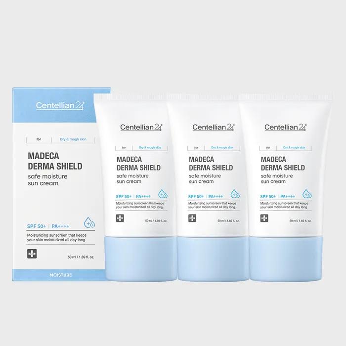 CENTELLIAN24 Madeca Derma Shield Safe Moisture Sun Cream 50ml (SPF50+) 3ea 24H UV Protection Moisture Hydrating Vegan Essence