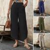Женские брюки, регулируемые, с эластичной резинкой на талии, повседневные брюки, однотонные, широкие, свободные