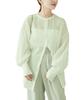 Kobe Lettuce Tanaka Прозрачная рубашка с объемными рукавами и воротником-стойкой Свободный Светло-зеленый [Коллаборация с Akiko] Женская [C6967] Размер, Длинный,