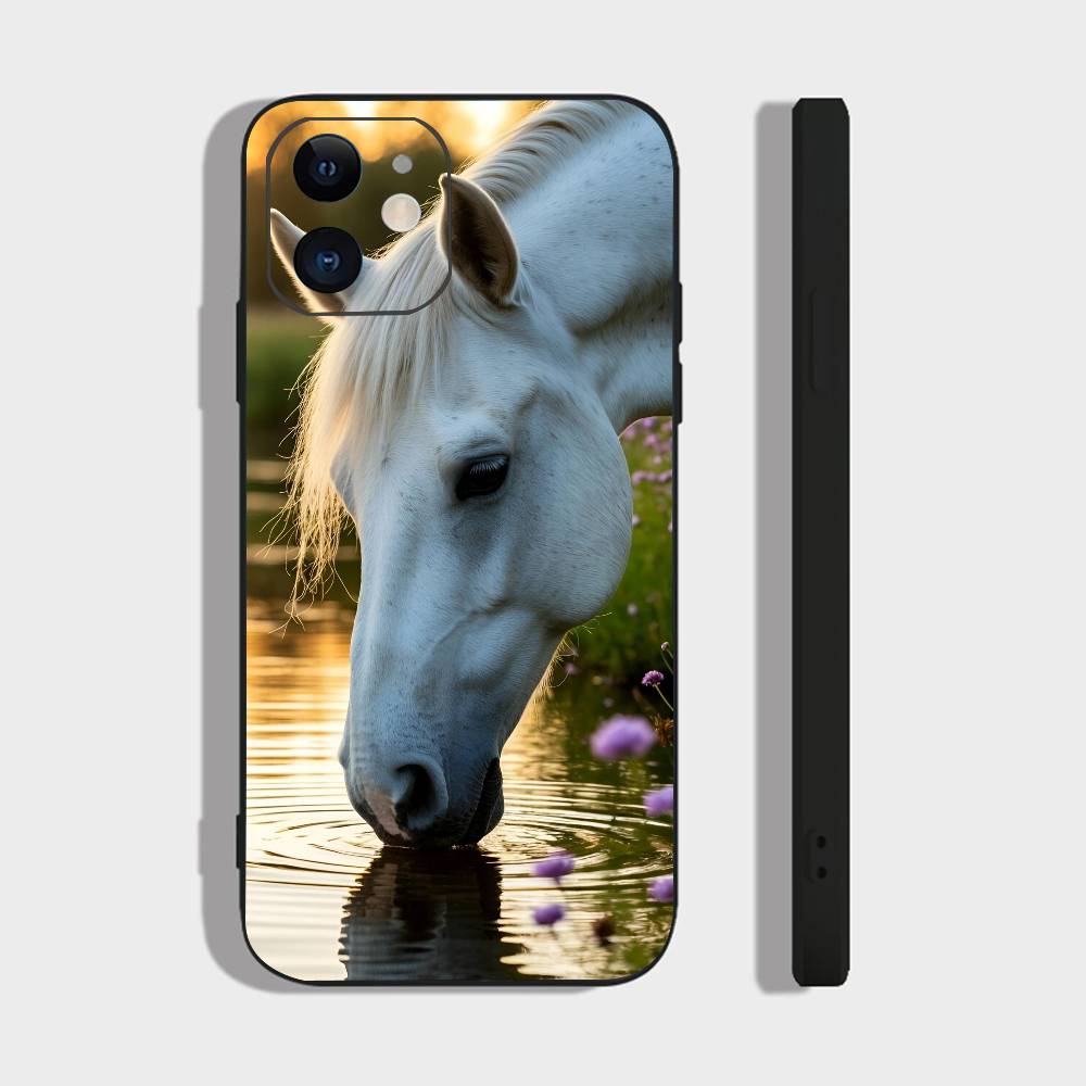 Животное Скачущая Лошадь Для IPhone 13,17,11,12,16,14,15,Plus,Pro Max Мягкий Силиконовый Черный Чехол Для Телефона