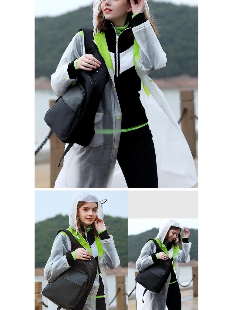 Qinfei Unisex Long Travel Rain Poncho with High-Frequency Heat-Pressed Seams