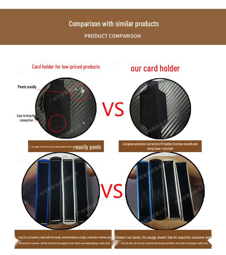 RFID Защита от кражи, Металлический кошелек для нескольких карт из углеродного волокна для мужчин