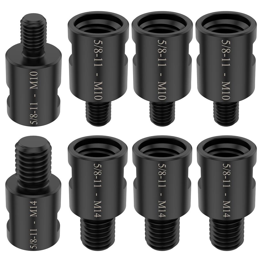 8Pcs M10 and M14 Angle Grinder Converter Adapter Thread Kit CRV Steel Interface Connector for Angle Grinder Polisher