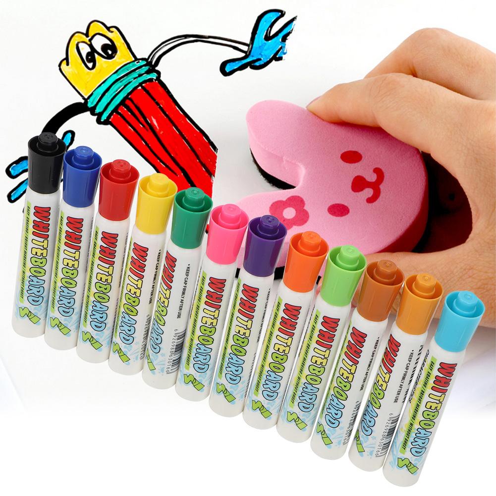 12 цветов, легко стираемые, самодельные детские маркеры, набор жидких меловых ручек
