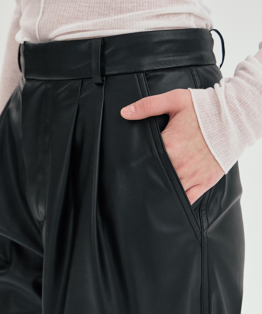PINBLACK Double-Pleat Baggy Leather Pants