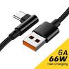 6A 66W 90 Degree Elbow USB Type C Fast Charging Data Cable for Huawei Xiaomi Redmi Honor OPPO Realme POCO USB-C Charger Cord