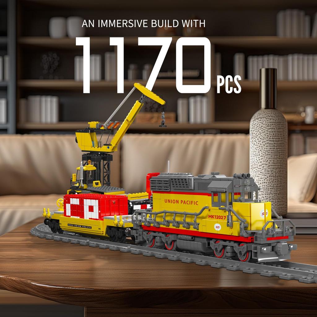 Mold King 12027 Научно-технический поезд, модель железной дороги, комплект для моделирования поезда с дистанционным управлением и двигателем внутреннего сгорания