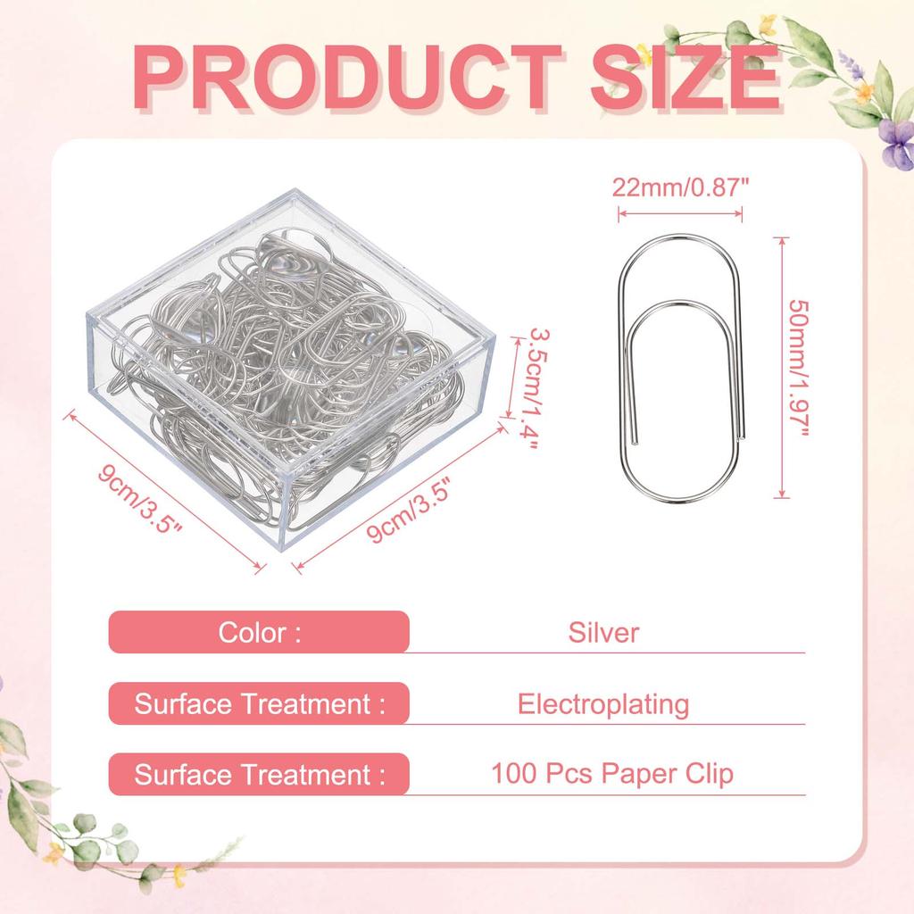 20/50/100Pcs Paper Clip 2inch Non-Skid Metal Paper Clamp Clips Large for Office Supplies Craft Scrapbook Document Note Sorting