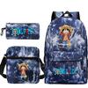 New Animation One Piece Printed Backpack for Primary and Secondary School Students Large Capacity School Bag Combination Three-piece Set