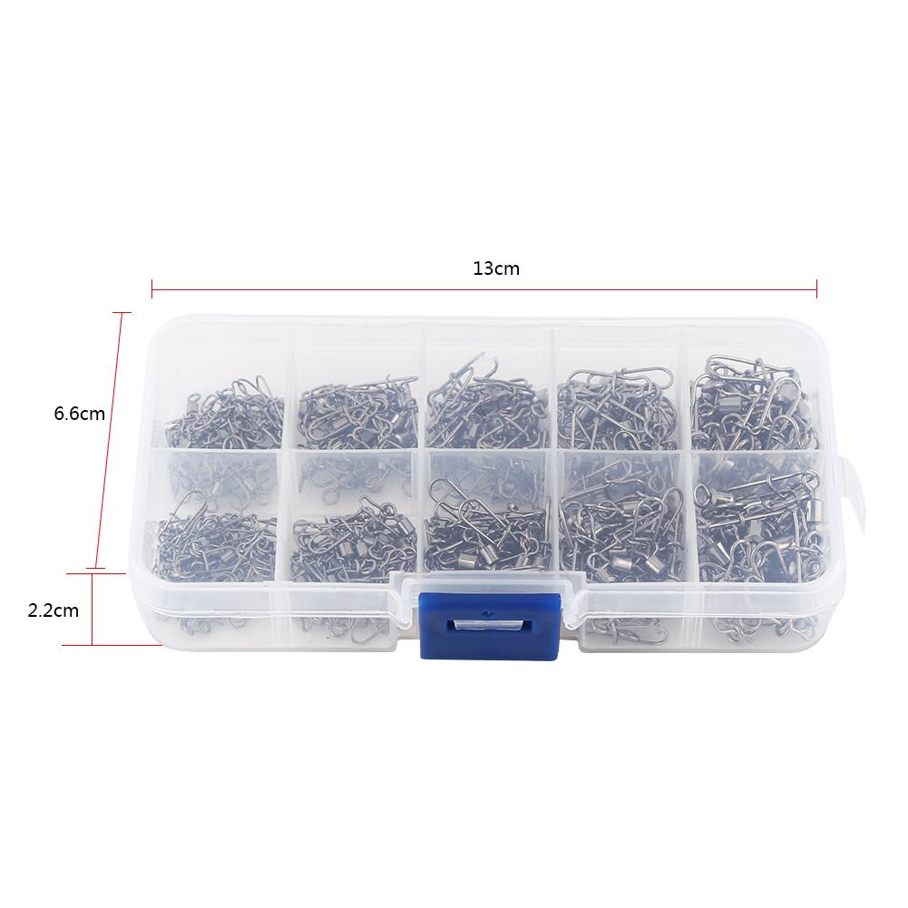 210pcs/box High Strength Fishing Rolling Swivels with Snap Connectors Solid Fishing Tackle
