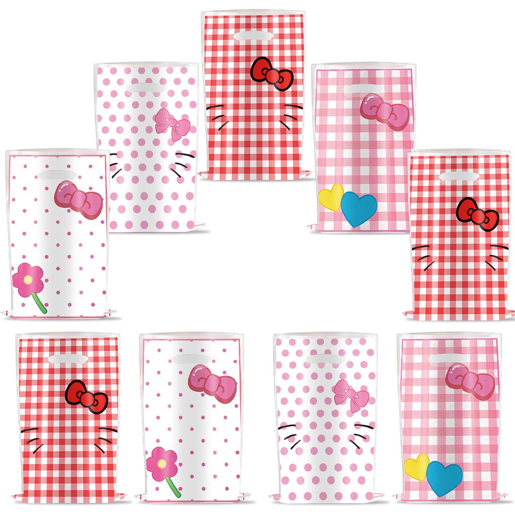 Customized Pink Kt Cat Theme Party Supplies Kt Cat Party Gift Bag Candy Bag Tote Bag