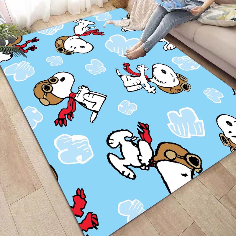 Non-slip area rug for living room with Snoopy cartoon design, soft rug for bedroom, children's playroom, sofa, home decor, doorm