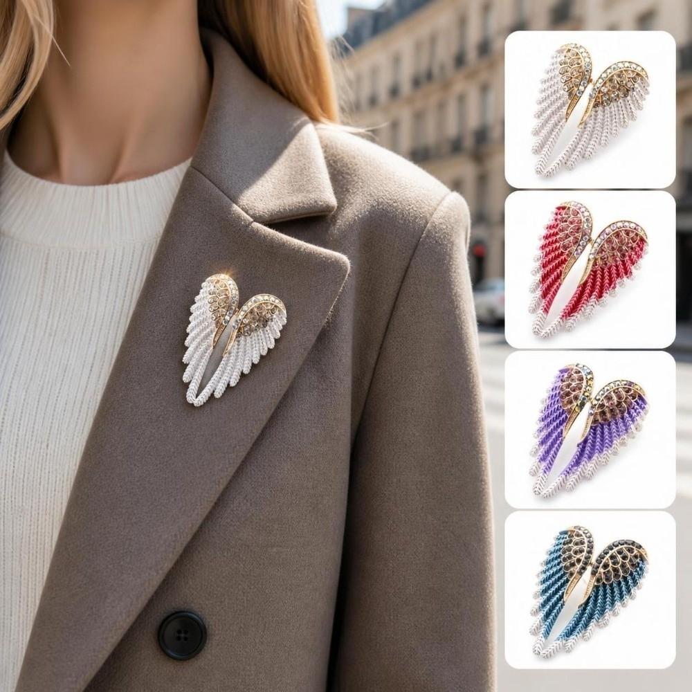 Sparkling Rhinestone Angel Wings Brooch Hand-Made Enamel Lapel Pin Brooch Elegant Brooch Pin Women