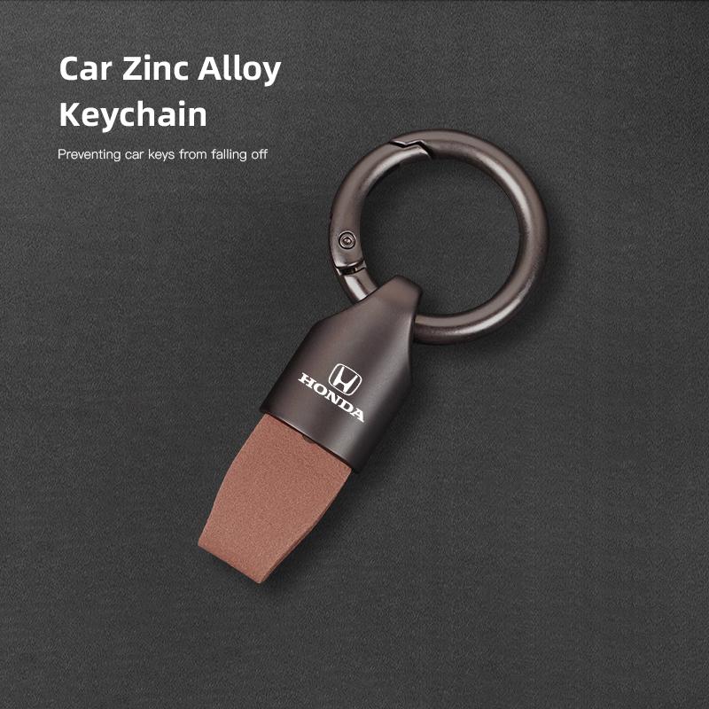 Zinc Alloy Car Key Chain Leather Car Key Strap Accessories For Honda Stepwgn Civic Accord Fit Jazz Pilot CRV Odyssey City Vezel ZP8