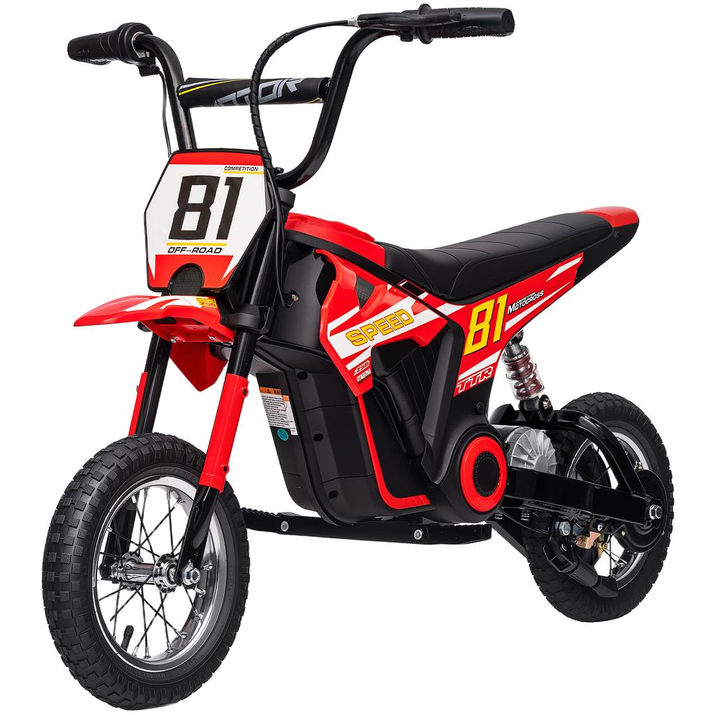 Kids Electric Motorbike, 24V Ride On Motorcycle with 3 Speeds and Rear Suspension, Dirt Bike for 8-12 Years Old, Red