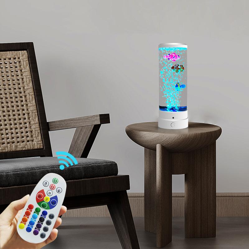 USB Colorful Bubble Fish Lamp Bedroom LED NightLight Color Changing For Home Office Gaming Room Desk Gift Indoor Decor Ornaments