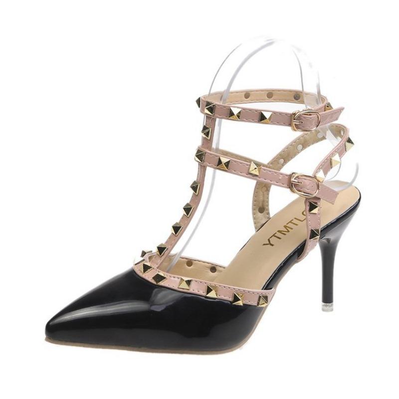 Женская мода Сексуальные 2025 Новые украшенные пряжками и заклепками туфли-лодочки на высоком каблуке для платья, свидания, свадьбы, банкета, вечеринки, туфли-стилетто на высоком каблуке