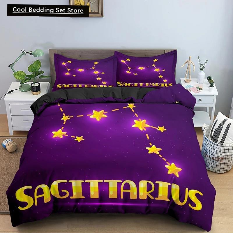 Constellation King Queen Duvet Cover Astrological Bedding Set for Kids Teens Adults Psychedelic Tarot Astrology Soft Quilt Cover