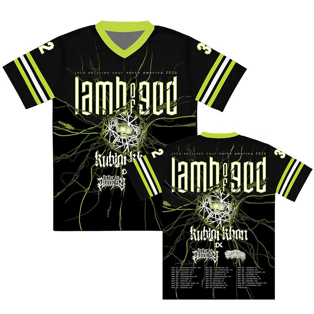 LAMB OF GOD Into Oblivion Tour 2026 Jersey Short V-neck Loose Unisex T-shirt Heavy Mental Rock Band Tshirts 3D Print Tees Couple outfits funny shirts