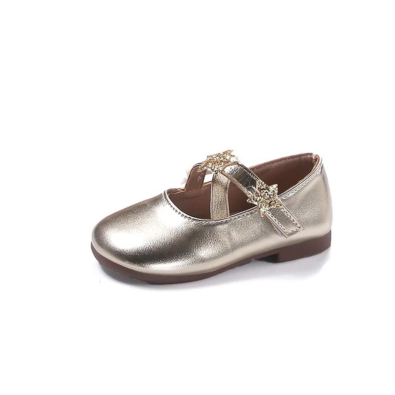 2024 Детские кожаные туфли для девочек, осень, новая мода, стиль принцессы, мягкая подошва, нескользящая, повседневная, танцевальная, вечерняя, шикарная обувь