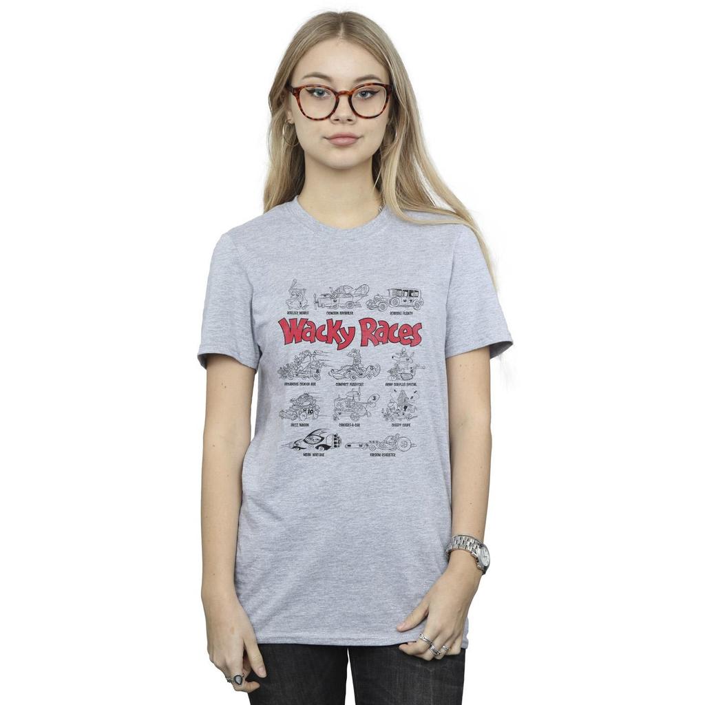 Wacky Races Womens/Ladies Car Lineup Cotton Boyfriend T-Shirt