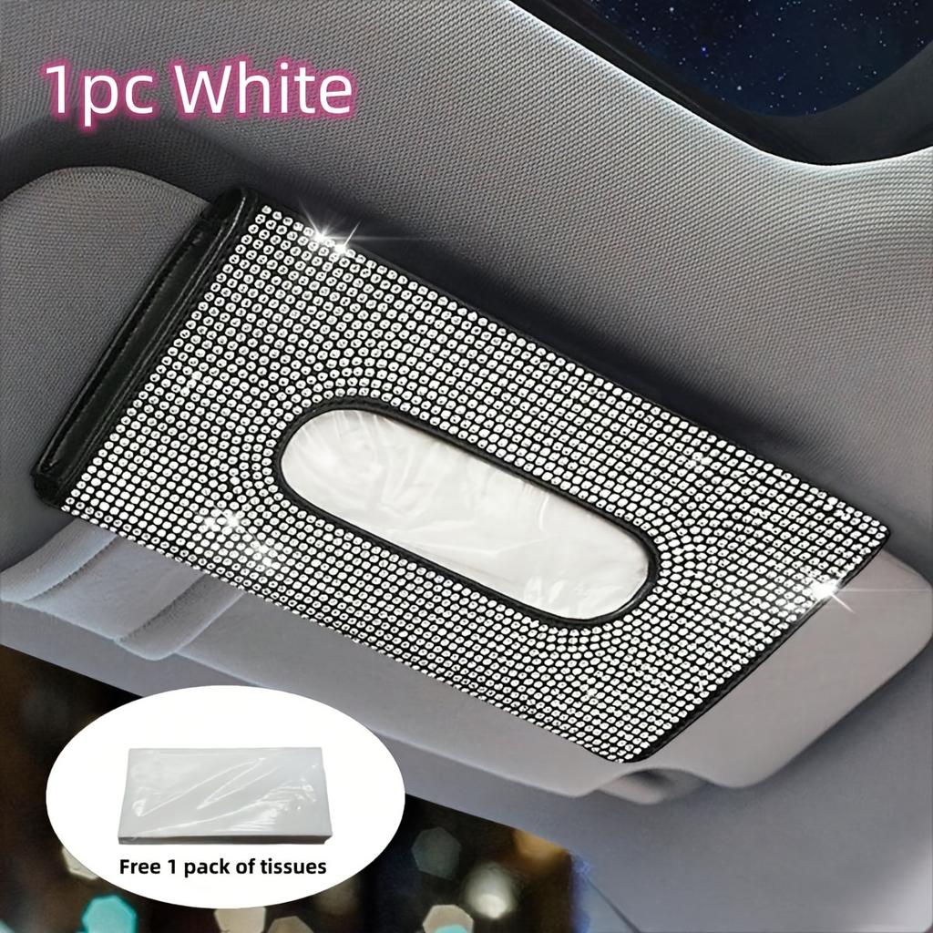 1PC Car sunshade, CD board, tissue box, car paper box, car paper drawer, women's full diamond car interior decoration