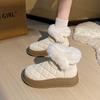 Зимние новые модные однотонные универсальные короткие женские зимние ботинки с круглым носком, теплые женские повседневные хлопковые туфли