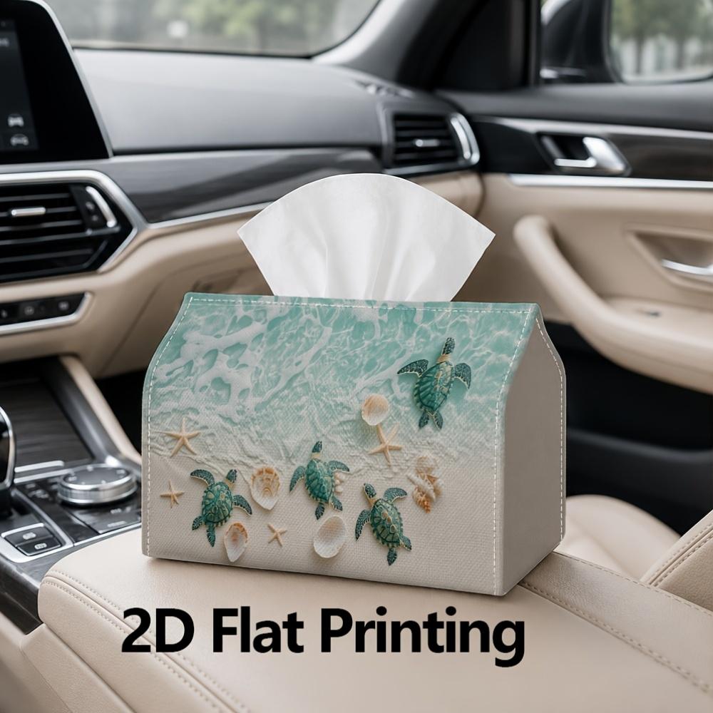 1pc, 2D Flat Printing, Tissue Box with Turtle And Shell Decor Pattern Printed Tissue Box, Suitable for Bathrooms, Living Rooms, Bedrooms, Dressing Tab