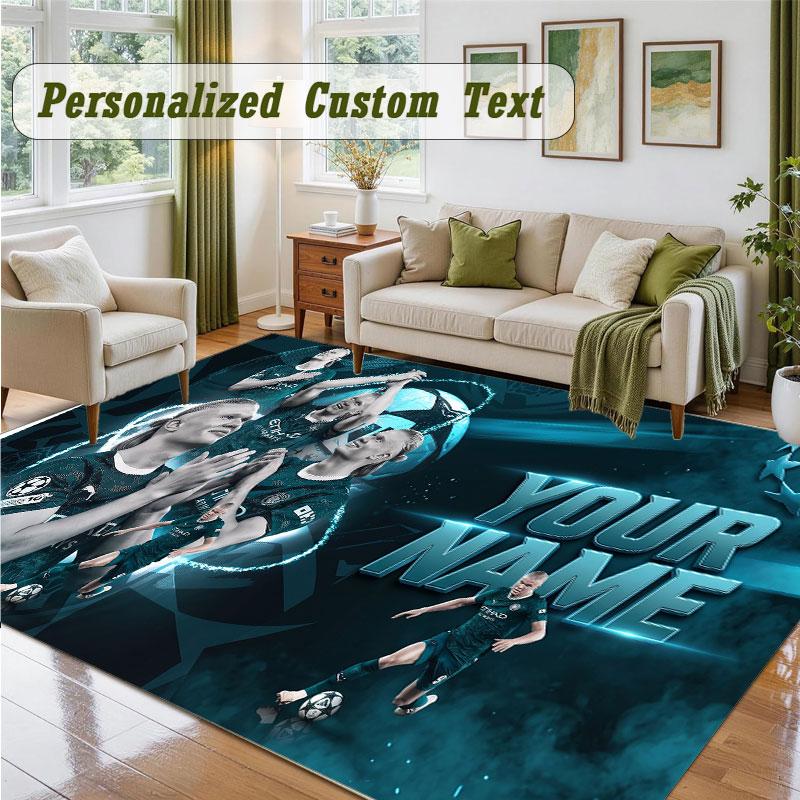 Crystal Velvet Square Rug Custom NameErling Haaland Pattern Non Slip Home Floor Decor Rug