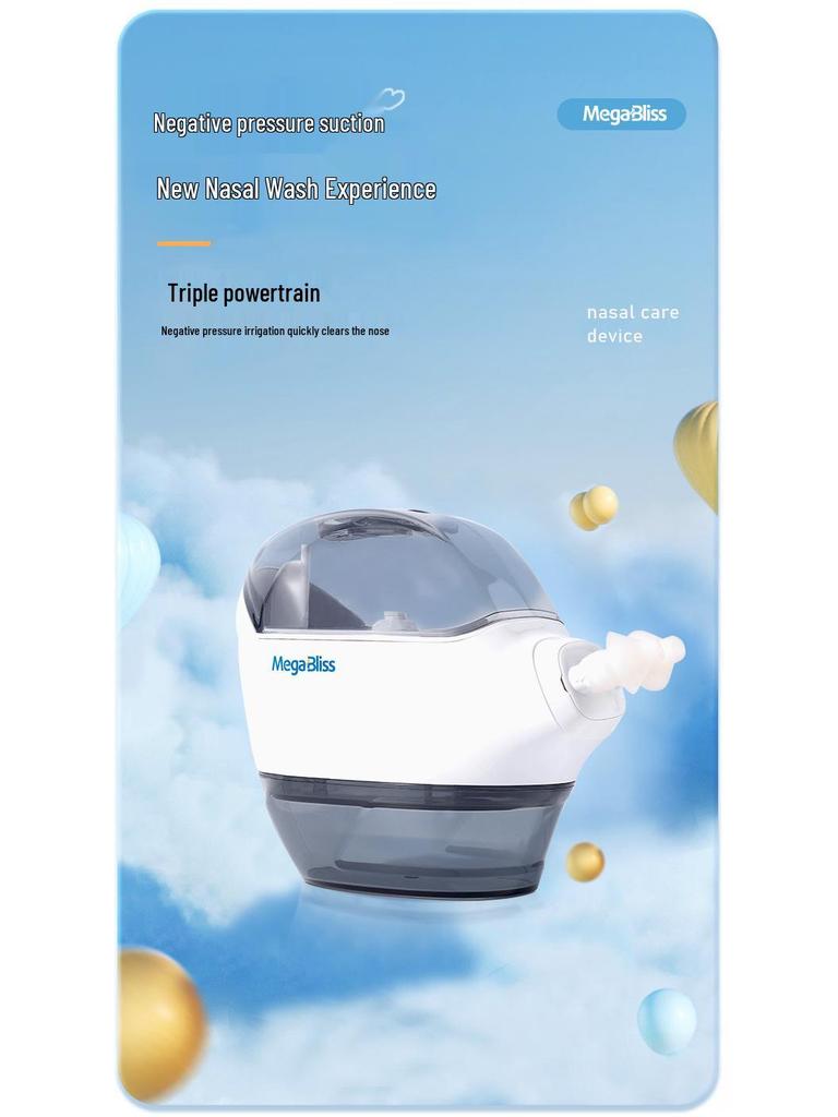 Электрический назальный ирригатор MegaBliss с двумя насадками для облегчения ринита