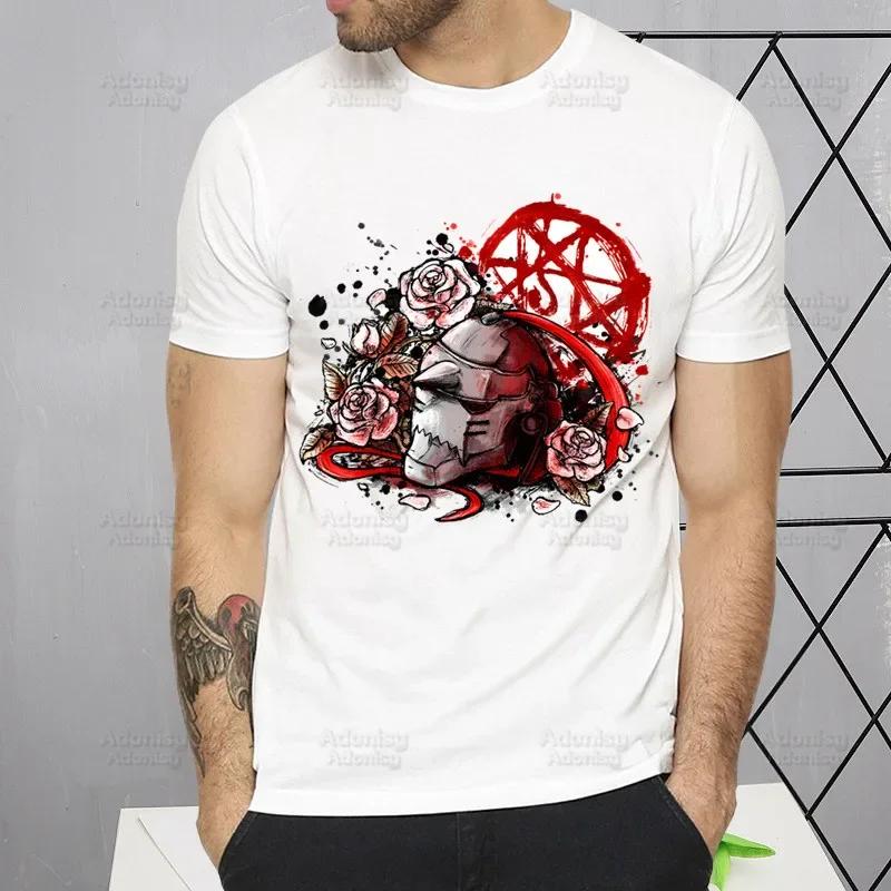 Fullmetal Alchemist T Shirt Harajuku Alphonse Elric TShirts Short Sleeve Fashion Casual Edward Elric T-Shirt Tops Tees Shirt