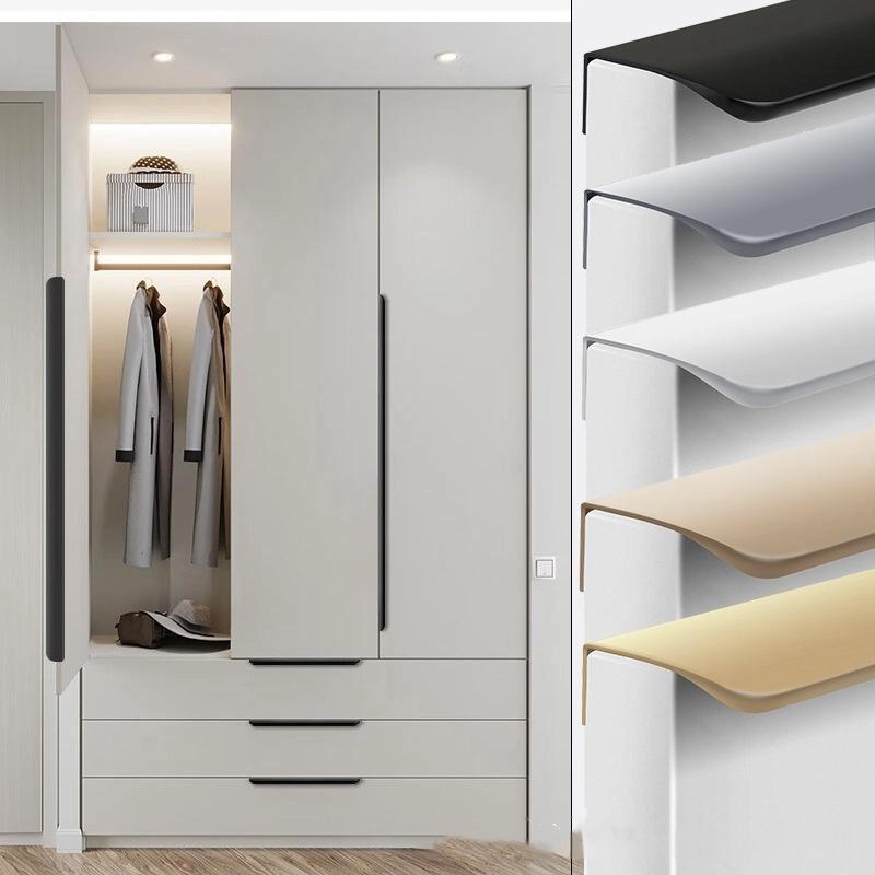 Металлические скрытые ручки для ящиков, современная мебельная фурнитура для шкафов и ящиков, 8 см - 50 см