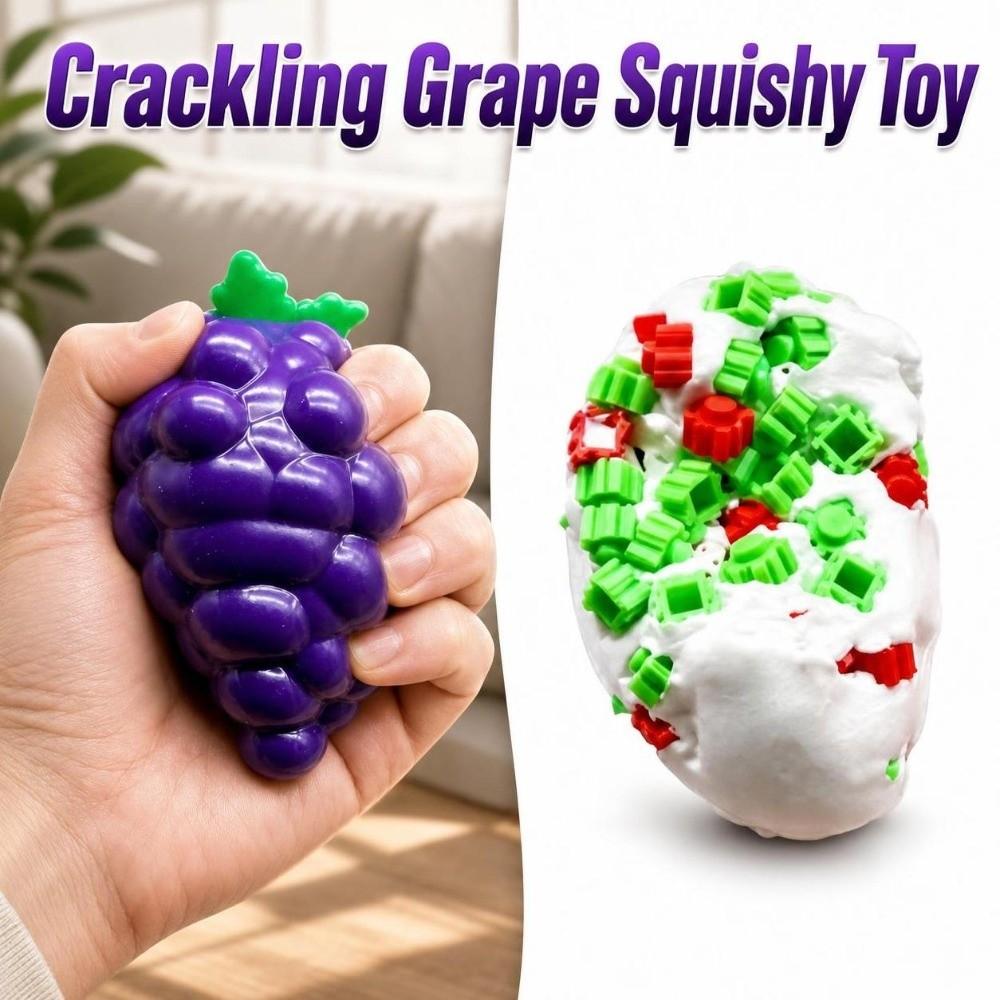 Crunchy Crackling Grape Squishy Toy Soft TPR Fidget Toy Novelty Grape Stress Ball  Home Decoration