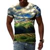 Summer Alpine Lake Graphic T Shirts Men Fashion Landscape 3D Printed Tees Hip Hop Street Style Casual Daily O-neck Short Sleeves