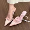 Fashion Pointy Single-shoe Women 2024 New Spring Stiletto Sandals French with Skirt Temperament Pink High Heels  Kawaii Shoes