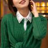Women's Rhinestone Faux Collar Chiffon Blouse M