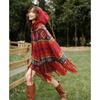 Retro Red Tassel Hooded Cape: Autumn-Winter Shawl Sweater for Warmth & Sun Protection