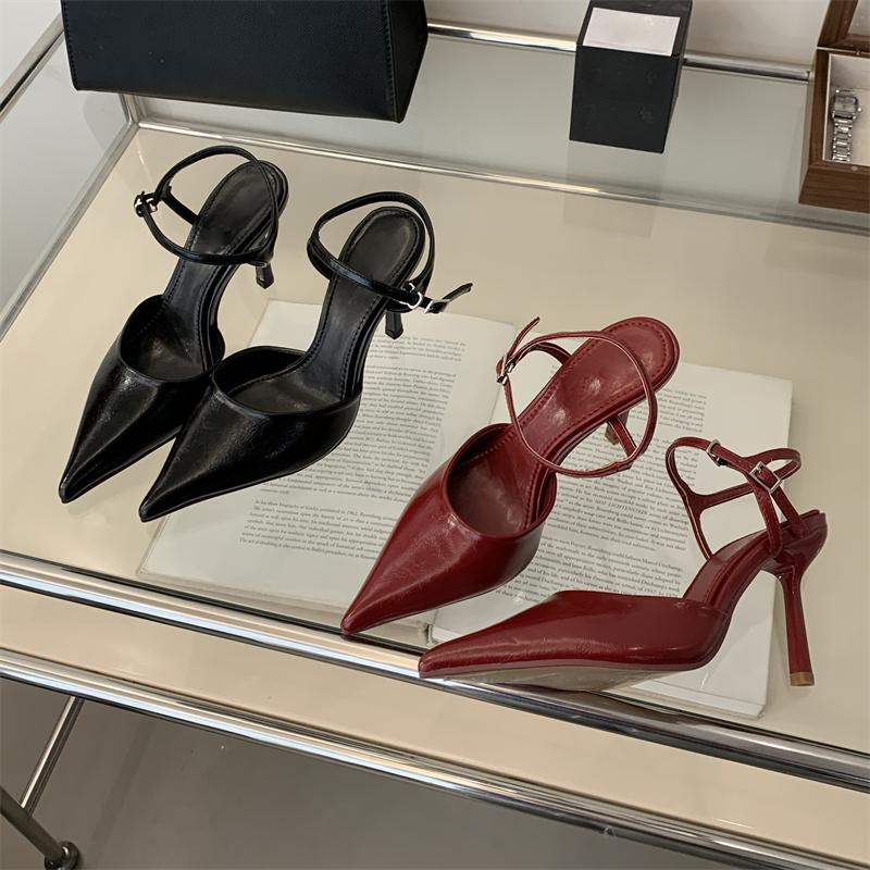 Aneikeh Весенние женские туфли-лодочки с пряжкой на ремешке, сексуальные, с острым носком, на тонком низком каблуке, с босоножками, модные, вечерние, мюли, женская обувь, Zapatos Mujer