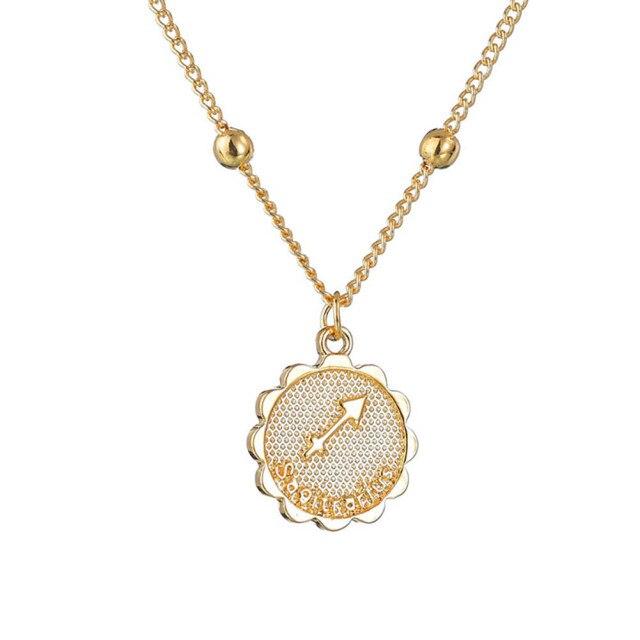 Fashion Girls Clavicle Chain Charm Necklaces Jewelry Temperament Twelve Constellations Coin Pendant Necklace For Women