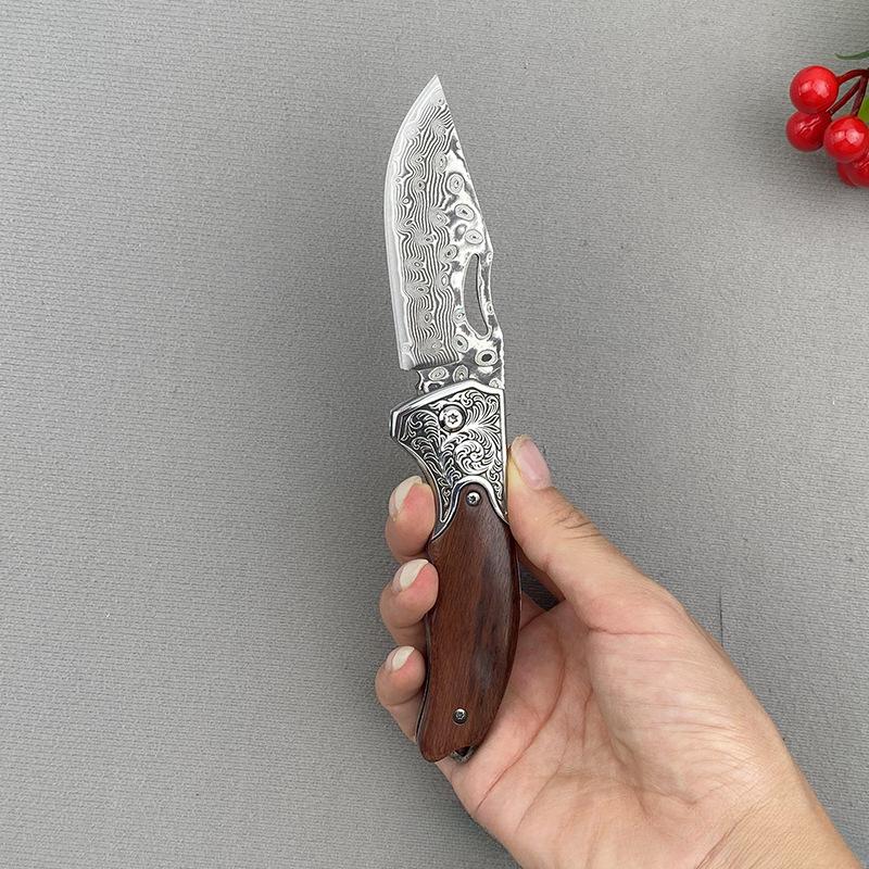 Кухонные ножи из дамасской стали, профессиональный складной нож для обвалки, нож для нарезки мяса с деревянной ручкой, нож для мясника из нержавеющей стали