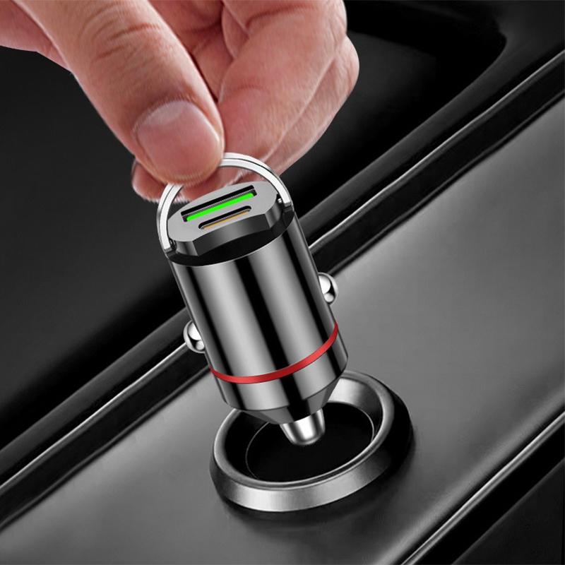 200W Mini Dual Ports Usb Car Charger Lighter Fast Charging Car Phone Charger Adapter For Iphone 13 12 Xiaomi Huawei Samsung