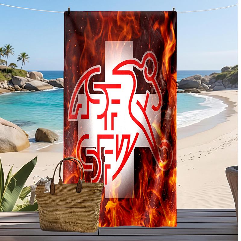 Switzerland football Print Beach Towel Quick Dry Super Absorbent Soft Bath Towel for Swimming Beach Travel Fan Souvenir Gift